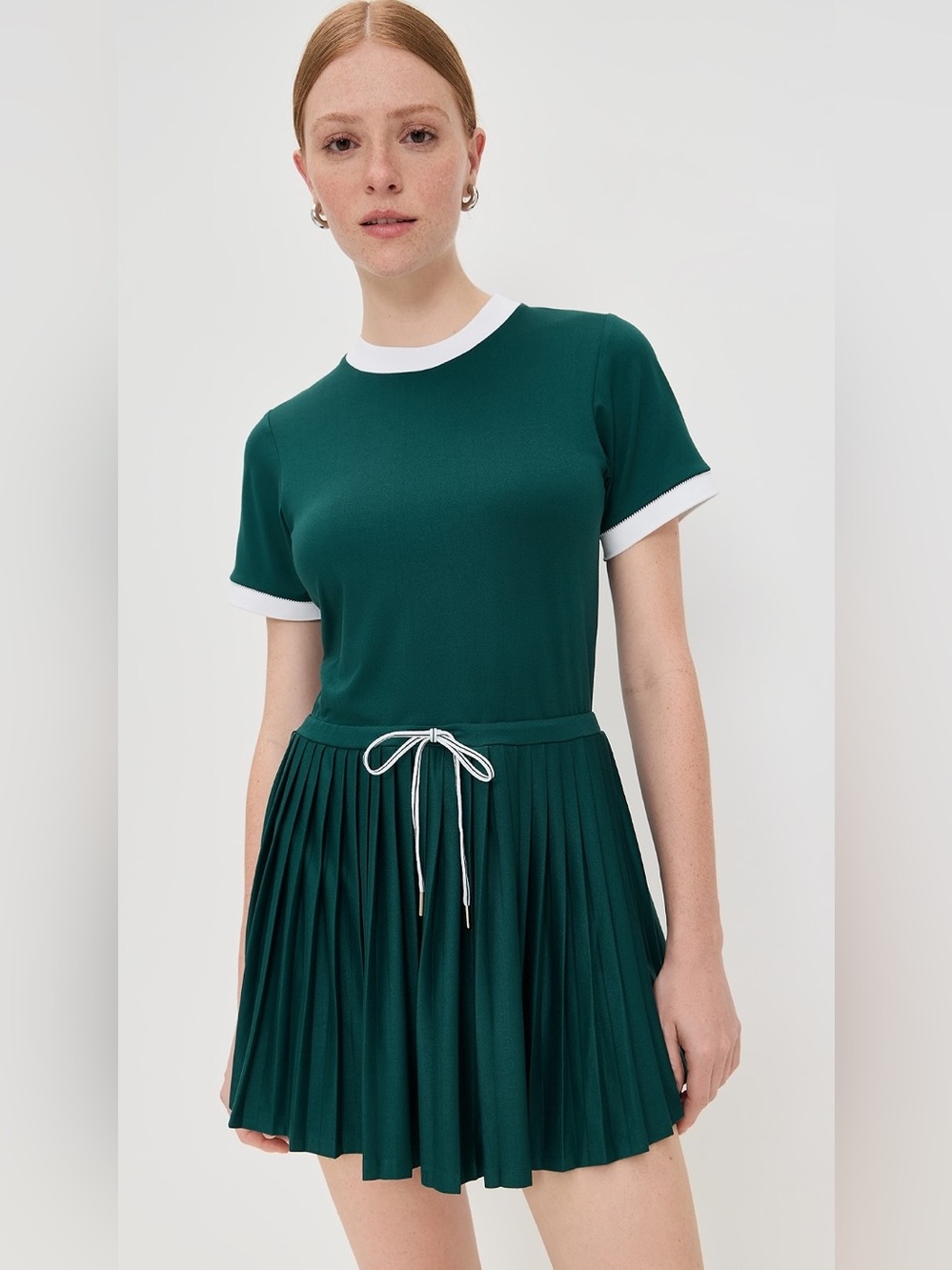 Varley Trent Court Dress 30 Forest Green Pleated Tennis Dress, Size Small